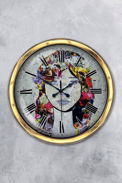 Kasva Concept Gift 40 cm Gold Metal Artistic Wall Clock