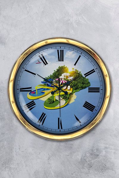 Kasva Concept 40 cm Gold Metal Holiday Tourism Wall Clock