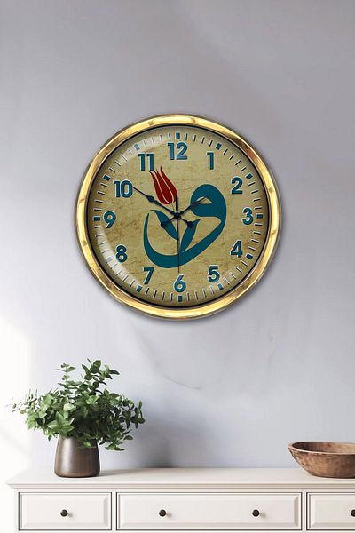 Kasva Concept Gift 40 cm Gold Metal Vav Wall Clock