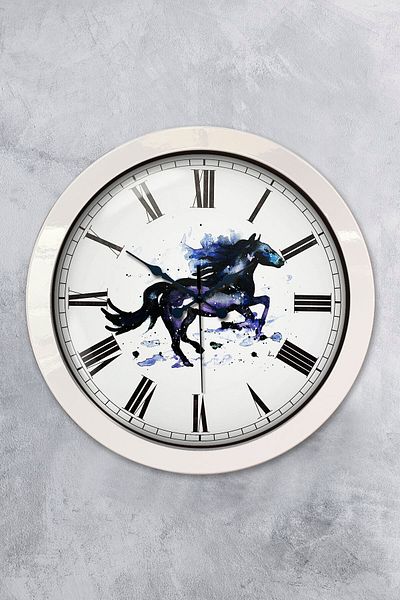 Kasva Concept Δώρο Ρολόι τοίχου 36 εκ. Λευκό Μεταλλικό Αλόγο