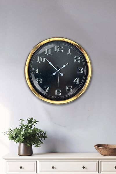 Kasva Concept Gift 40 cm Gold Metal Vintage Wall Clock