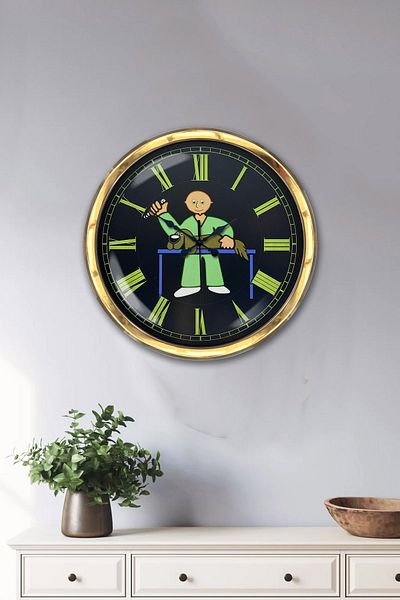 Kasva Concept Gift 40 cm Gold Metal Veterinary Wall Clock