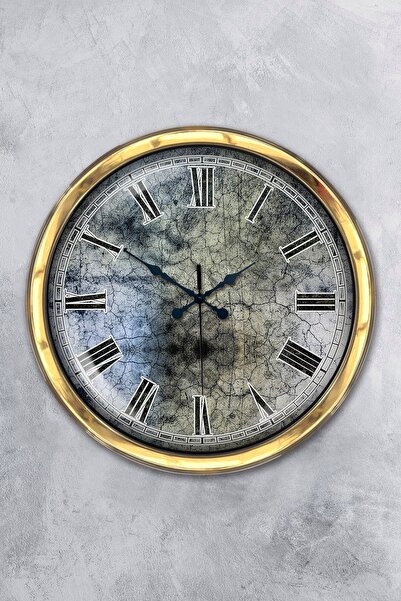 Platin Saat Δώρο 40 εκ. Χρυσό Μεταλλικό Vintage Ρολόι τοίχου
