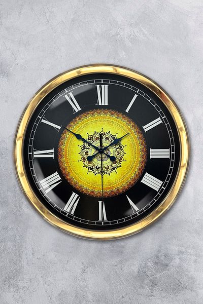 Kasva Concept Gift 40 cm Gold Metal Ottoman Pattern Wall Clock