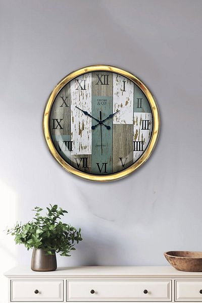 Kasva Concept Gift 40 cm Gold Metal Roman Wall Clock