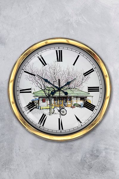 Platin Saat Cadou 40 Cm Ceas de Perete Nostalgie Metal Aur