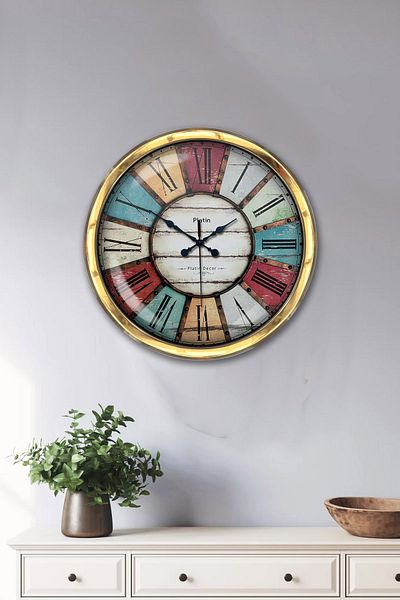 Kasva Concept Cadou Cadou Decorativ 40 Cm Ceas De Perete Retro Metal Auriu