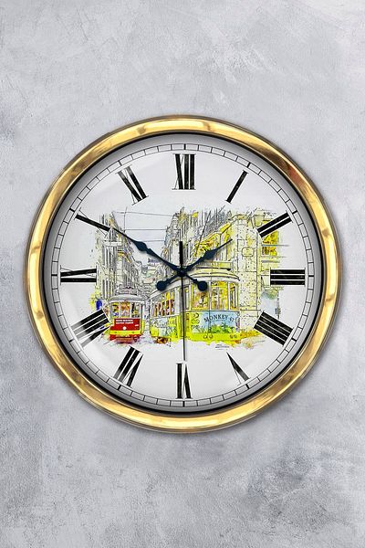 Kasva Concept Gift 40 cm Gold Metal Nostalgia Wall Clock