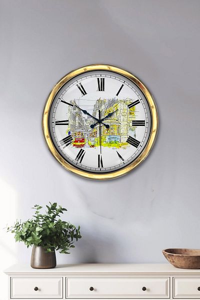 Kasva Concept Gift 40 cm Gold Metal Nostalgia Wall Clock