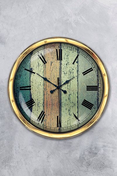 Kasva Concept 40 cm Gold Metal Roman Antique Wall Clock