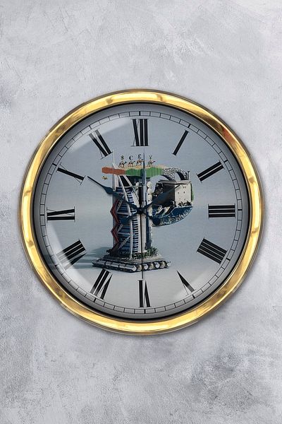 Kasva Concept Gift 40 cm Gold Metal Money Wall Clock