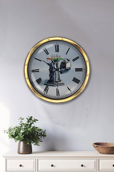 Kasva Concept Gift 40 cm Gold Metal Money Wall Clock