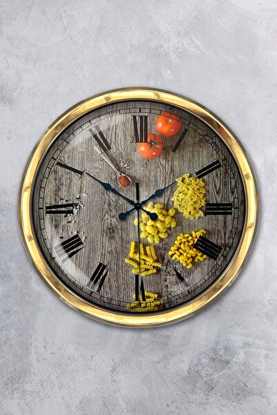 Kasva Concept هدية ساعة حائط مطبخ معدنية ذهبية مقاس 40 سم