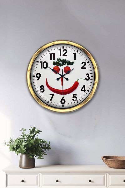 Kasva Concept Gift 40 cm Gold Metal Kitchen Wall Clock