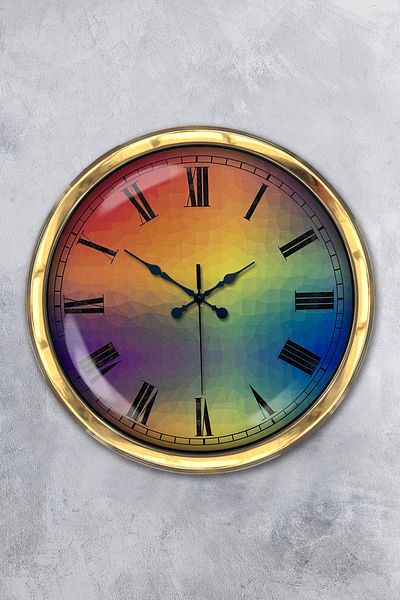 Kasva Concept Gift 40 cm Gold Metal Color World Wall Clock