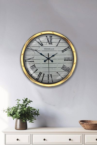 Kasva Concept Cadou 40 Cm Ceas de Perete Roman din Metal Aur