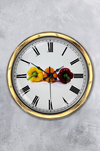 Kasva Concept Gift 40 cm Gold Metal Kitchen Wall Clock