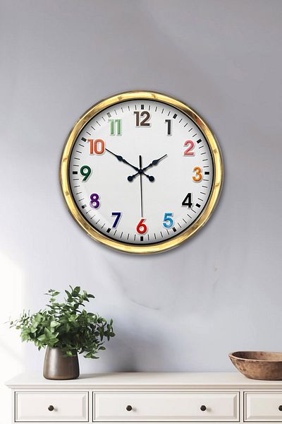 Kasva Concept 40 cm Gold Metal Color Number Wall Clock