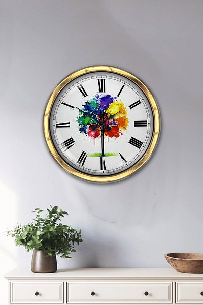 Kasva Concept Gift 40 cm Gold Metal Colored Tree Wall Clock