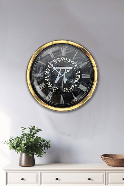 Kasva Concept Gift Clock 40 cm Gold Metal Pi Wall Clock