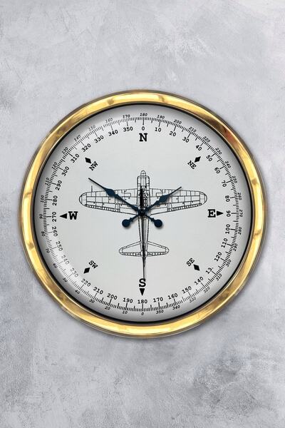 Platin Saat هدية ساعة حائط بوصلة معدنية ذهبية مقاس 40 سم