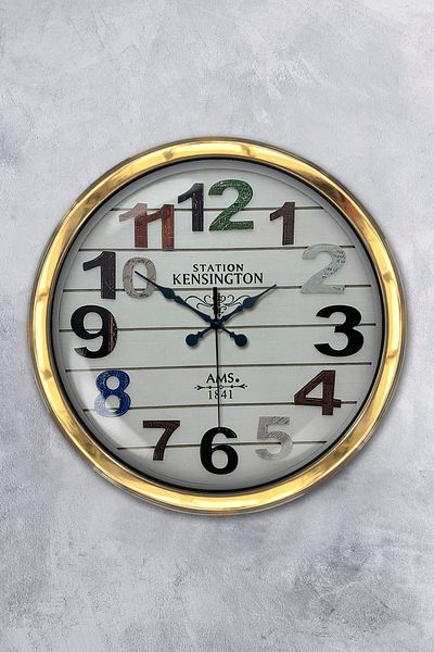 Kasva Concept Ceas de perete cu numere colorate din metal auriu de 40 cm