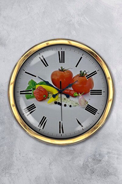 Kasva Concept هدية ساعة حائط مطبخ معدنية ذهبية مقاس 40 سم