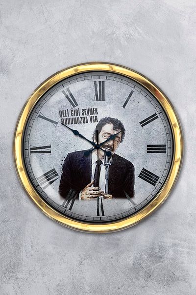 Kasva Concept Gift 40 cm Gold Metal Müslüm Baba Wall Clock