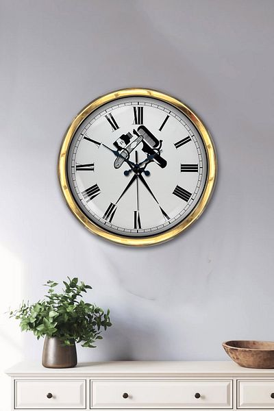 Kasva Concept Gift 40 cm Gold Metal Hairdresser Wall Clock