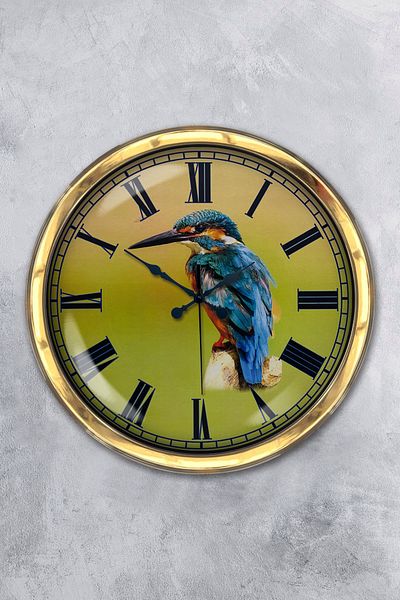 Kasva Concept Gift 40 cm Gold Metal Bird Wall Clock