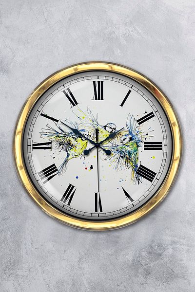 Kasva Concept Gift 40 cm Gold Metal Bird Wall Clock