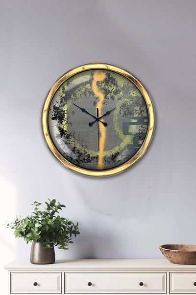 Kasva Concept Gift 40 cm Gold Metal Modern Line Wall Clock