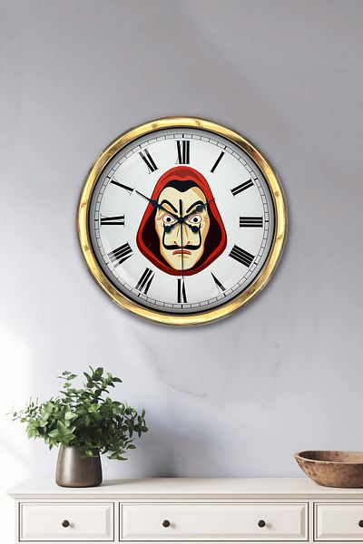 Kasva Concept Δώρο 40 εκ. Χρυσό Μεταλλικό Ρολόι τοίχου La Case De Papel