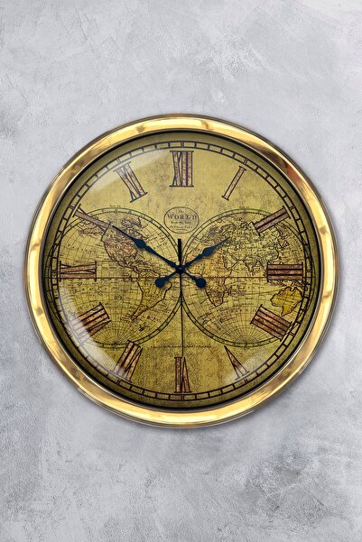 Platin Saat هدية ساعة حائط بخرائط معدنية ذهبية مقاس 40 سم