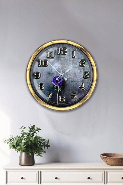 Kasva Concept Δώρο 40 εκ. Χρυσό Μεταλλικό Ρολόι Τοίχου από Σίδηρο