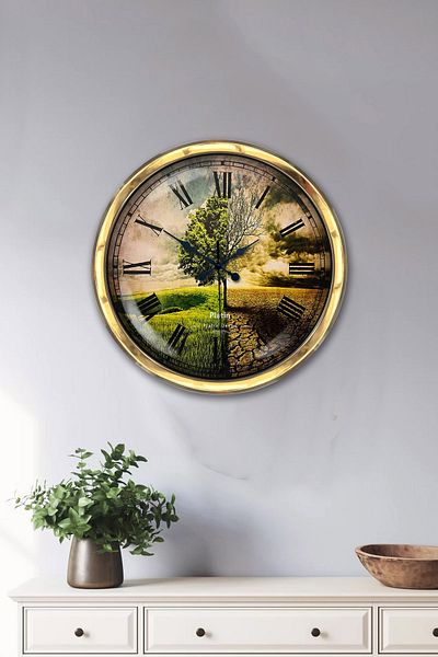 Kasva Concept Δώρο 40 εκ. Χρυσό Μεταλλικό Κλιματικό Ρολόι τοίχου Διακόσμηση