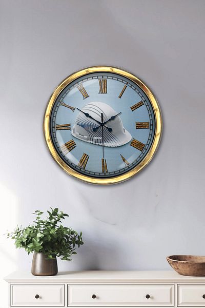 Kasva Concept Gift 40 cm Gold Metal Construction Wall Clock Clock