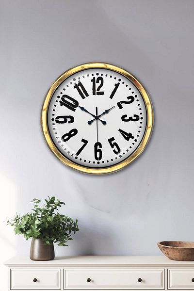 Kasva Concept Gift 40 cm Gold Metal Classic Wall Clock Decor