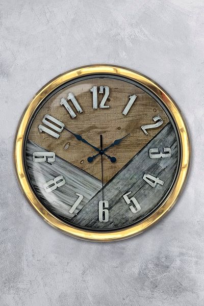 Kasva Concept Δώρο 40 εκ. Χρυσό Μεταλλικό Κλασικό Ρολόι Τοίχου