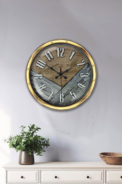 Kasva Concept Δώρο 40 εκ. Χρυσό Μεταλλικό Κλασικό Ρολόι Τοίχου