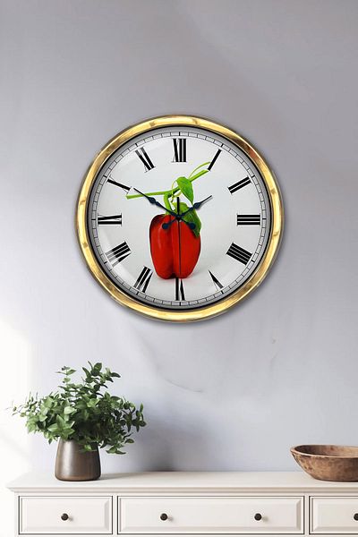 Kasva Concept Gift 40 cm Gold Metal Kitchen Wall Clock Clock
