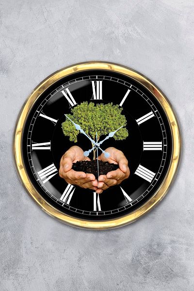 Kasva Concept Gift 40 cm Gold Metal Climate Themed Wall Clock Clock