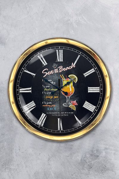 Kasva Concept Gift 40 cm Gold Metal Cafe Beverage Wall Clock Clock