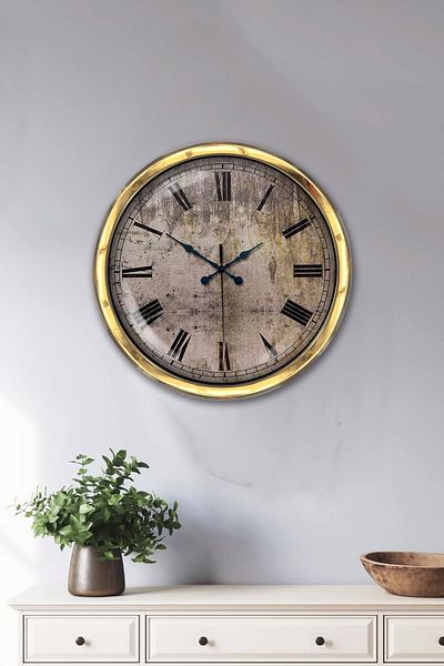 Kasva Concept Gift 40 cm Gold Metal Cut Wall Clock