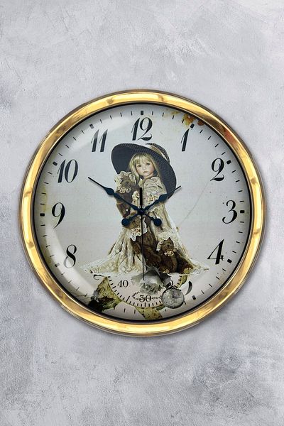 Kasva Concept 40 cm Gold Metal Girl Wall Clock