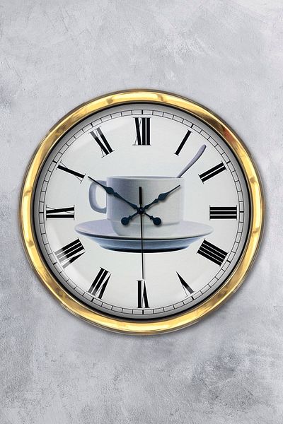 Kasva Concept Gift 40 Cm Gold Metal Coffee Wall Clock