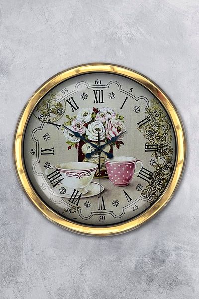 Kasva Concept Ρολόι δώρου 40 cm Χρυσό Μεταλλικό Ρολόι Τοίχου Καφέ