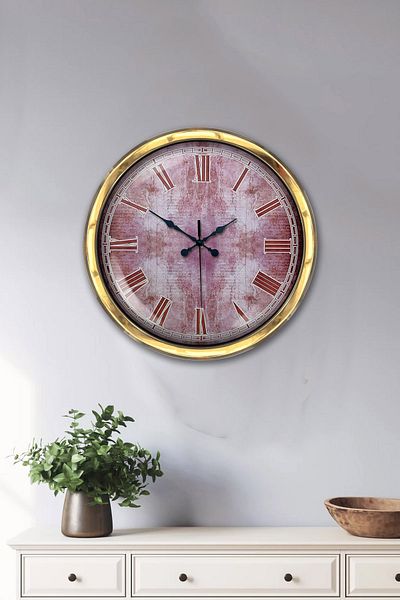 Kasva Concept Δώρο 40 εκ. Χρυσό Μεταλλικό Ρολόι Τοίχου Eros