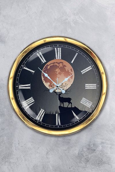 Kasva Concept Δώρο 40 εκ. Χρυσό Μεταλλικό Ρολόι Τοίχου Sunset