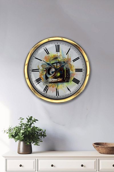 Kasva Concept 40 cm Gold Metal Photo Wall Clock Clock